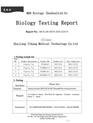 dnase rnase and pyrogen testing report